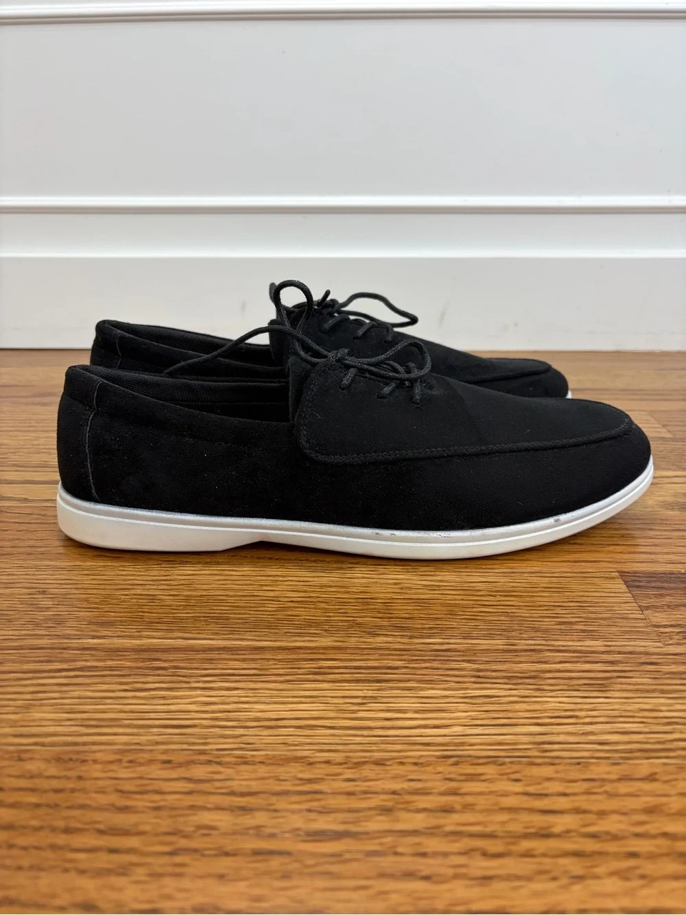 Men's Black Casual Lace-Up Boat Shoes (45)